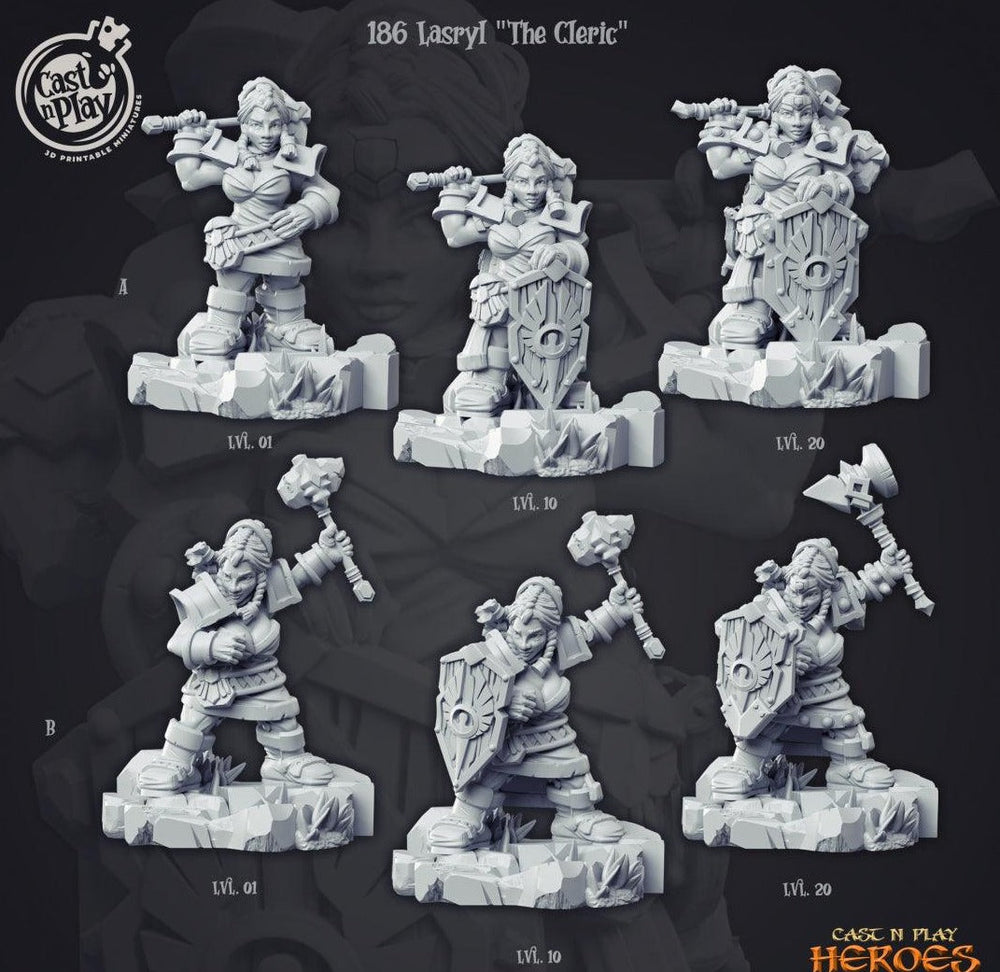3D Printed Cast n Play Lasryl the Cleric Heroes Vol. 1 28mm 32mm D&D (Online Only)