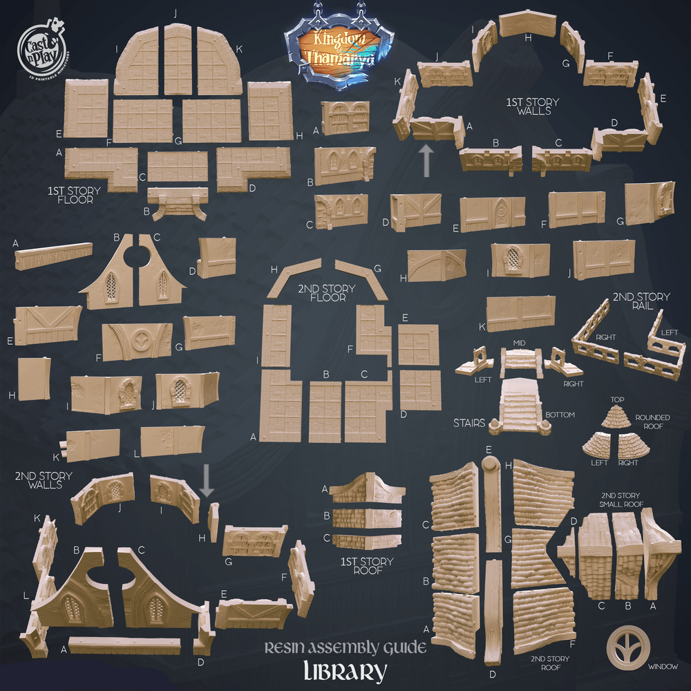 3D Printed Cast n Play Library Kingdom Of Thamarya 28mm 32mm D&D (Online Only)