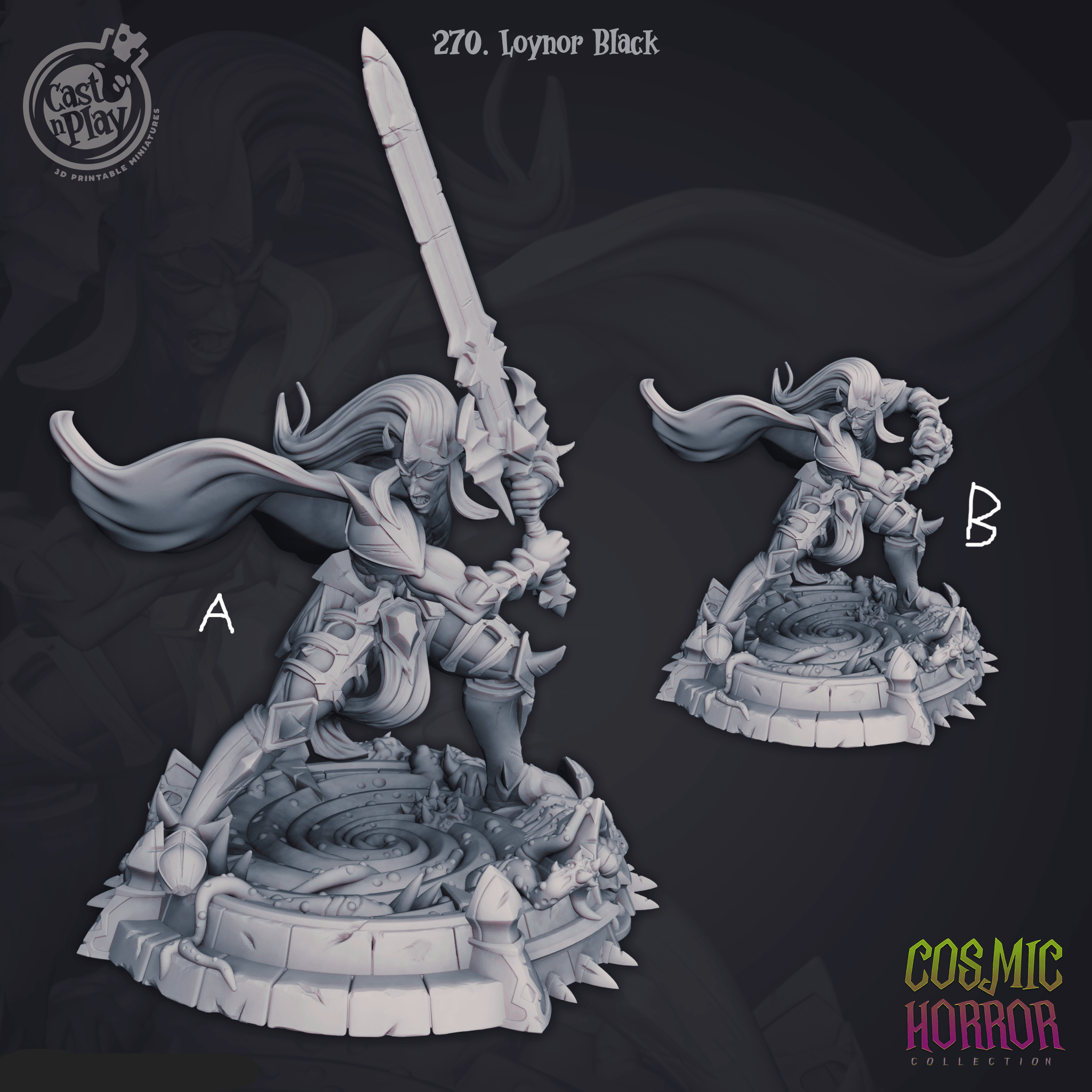 3D Printed Cast n Play Loynor Black 28mm 32mm D&D (Online Only)