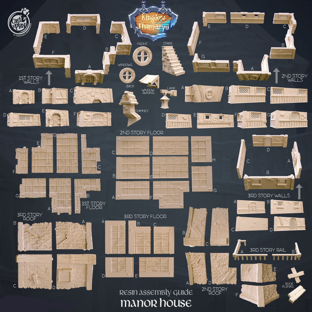 3D Printed Cast n Play Mannor House Kingdom Of Thamarya 28mm 32mm D&D (Online Only)