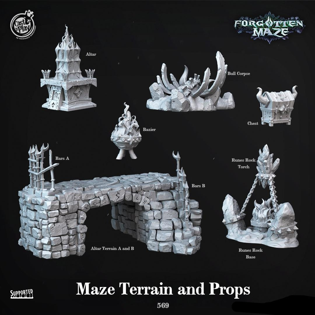 3D Printed Cast n Play Maze Terrain and Props Forgotten Maze 28mm 32mm D&D (Online Only)