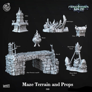 3D Printed Cast n Play Maze Terrain and Props Forgotten Maze 28mm 32mm D&D (Online Only)