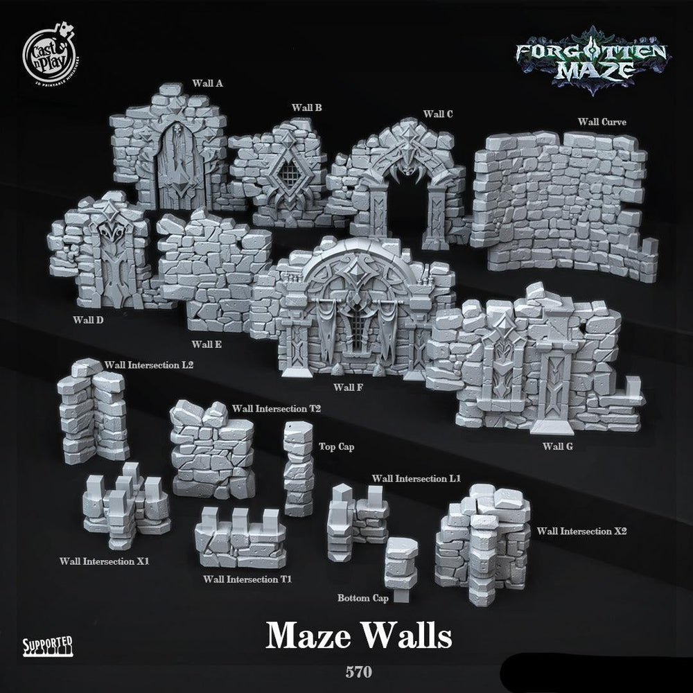 3D Printed Cast n Play Maze Walls Forgotten Maze 28mm 32mm D&D (Online Only)