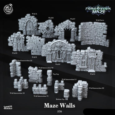 3D Printed Cast n Play Maze Walls Forgotten Maze 28mm 32mm D&D (Online Only)