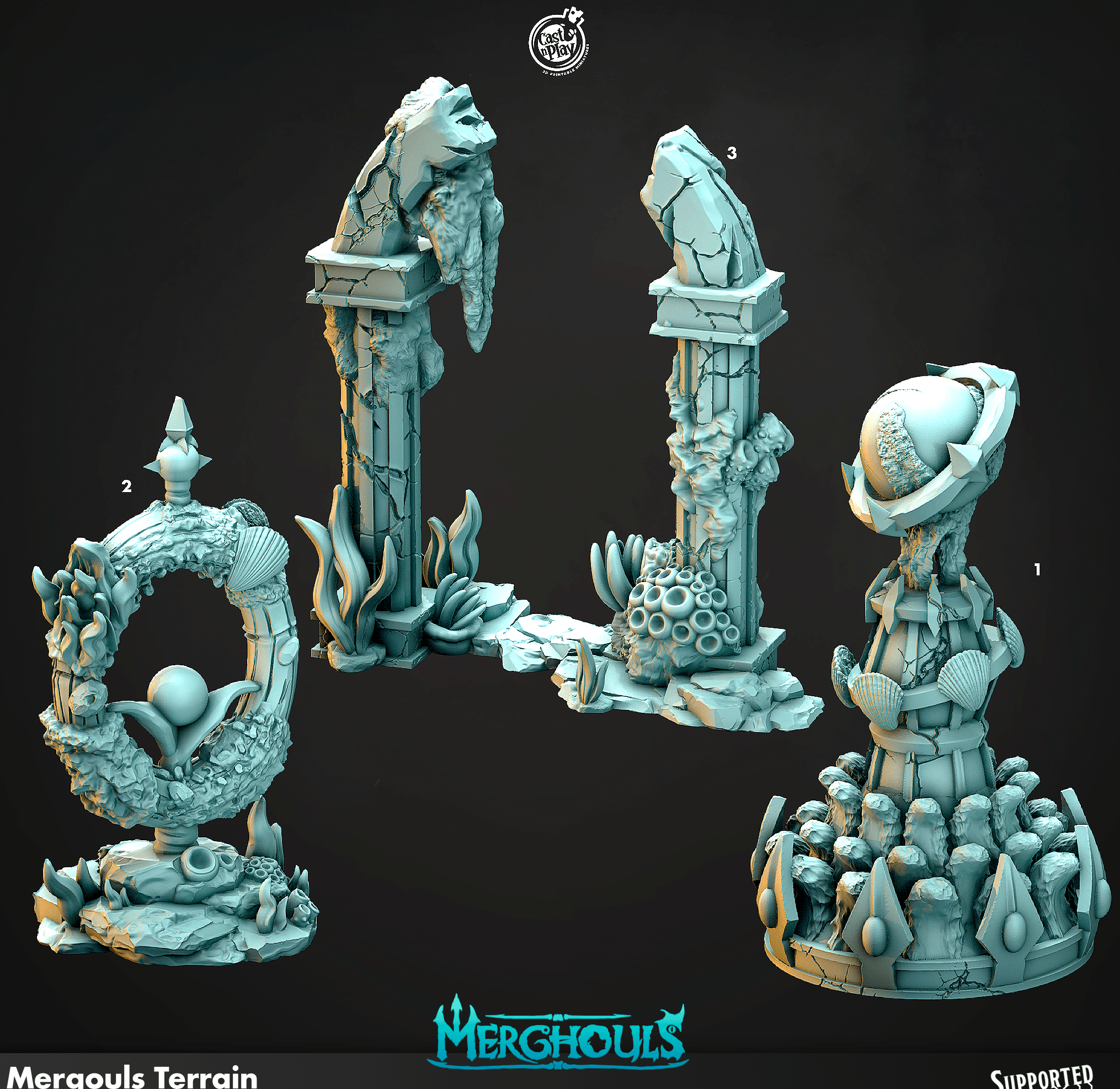 3D Printed Cast n Play Merghouls Merghouls Terrain 28mm 32mm D&D (Online Only)
