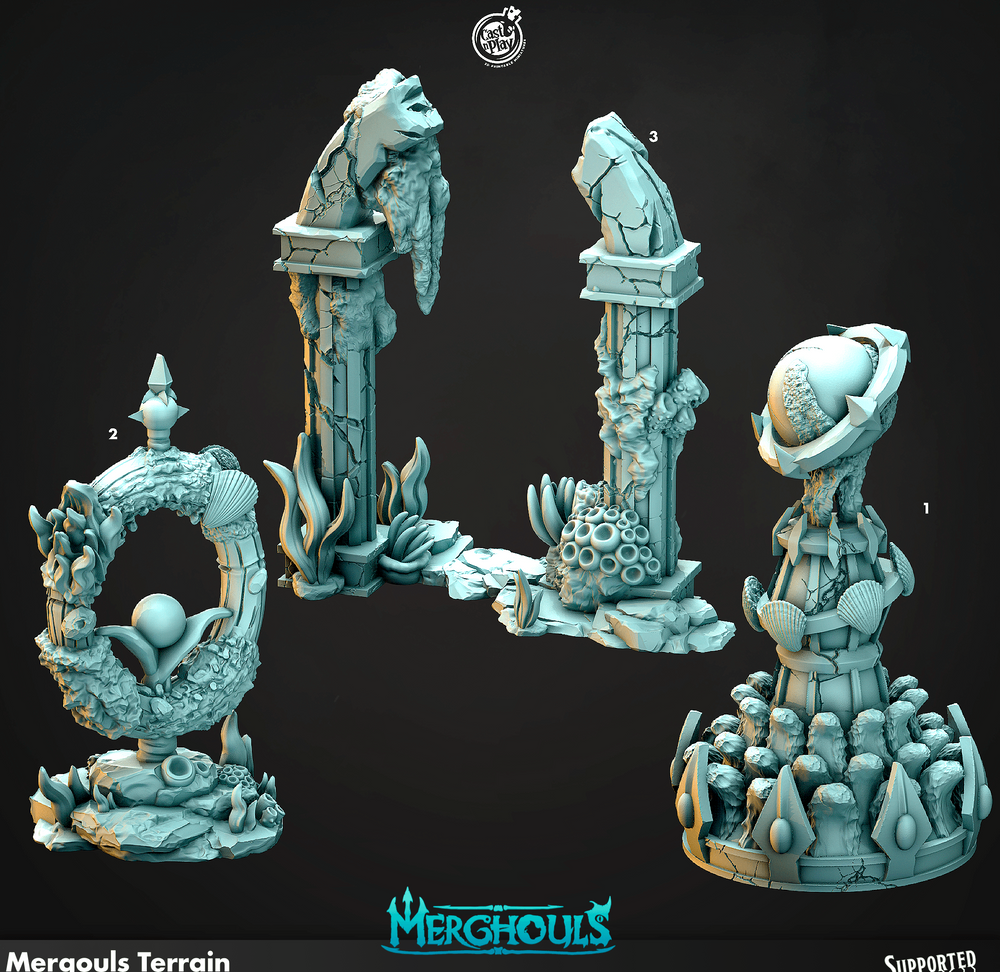 3D Printed Cast n Play Merghouls Merghouls Terrain 28mm 32mm D&D (Online Only)