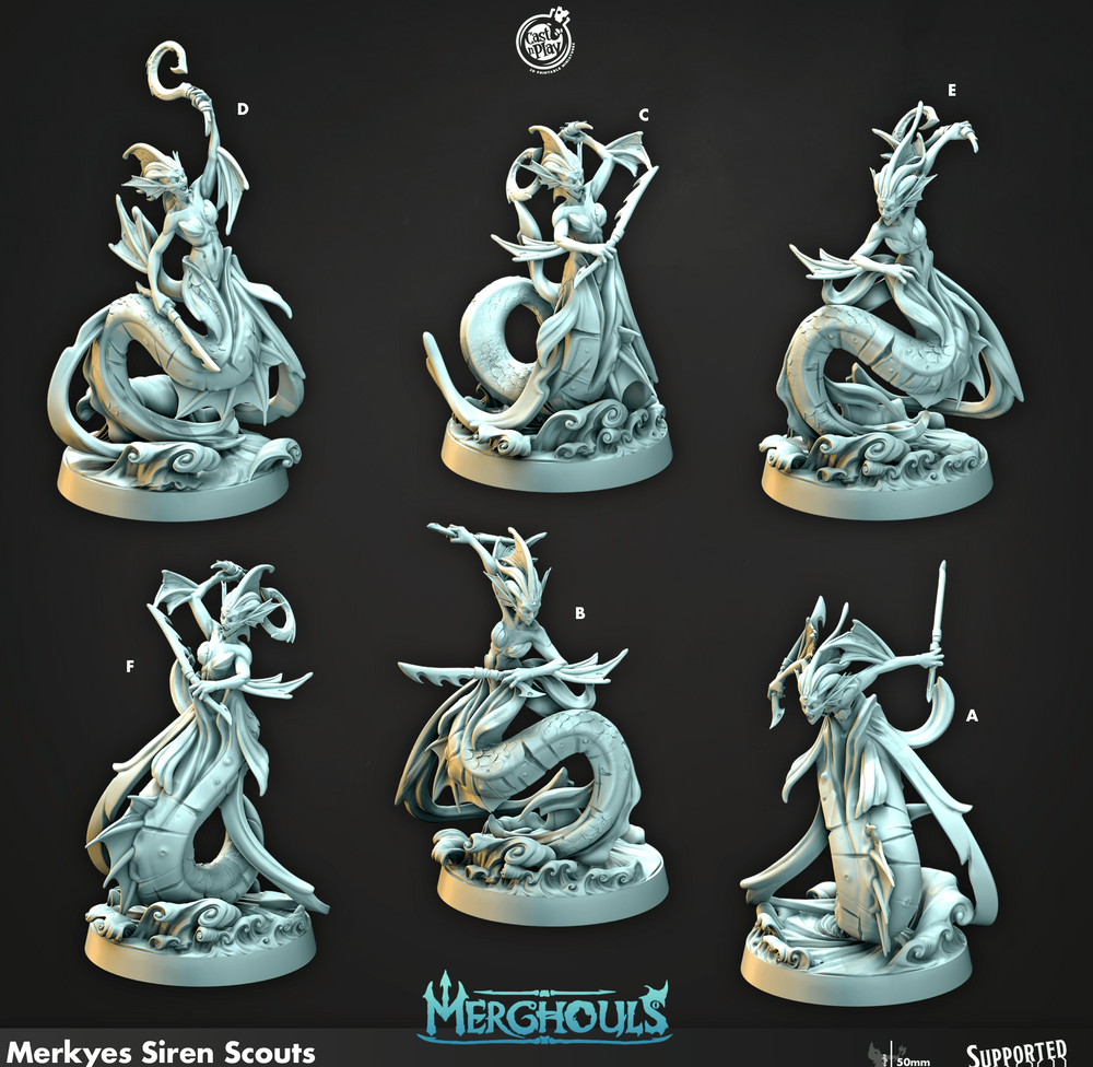 3D Printed Cast n Play Merghouls Merkyes Siren Scouts 28mm 32mm D&D (Online Only)