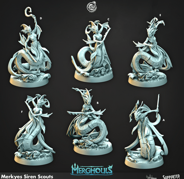 3D Printed Cast n Play Merghouls Merkyes Siren Scouts 28mm 32mm D&D (Online Only)