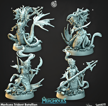 3D Printed Cast n Play Merghouls Merkyes Trident Batallion 28mm 32mm D&D (Online Only)