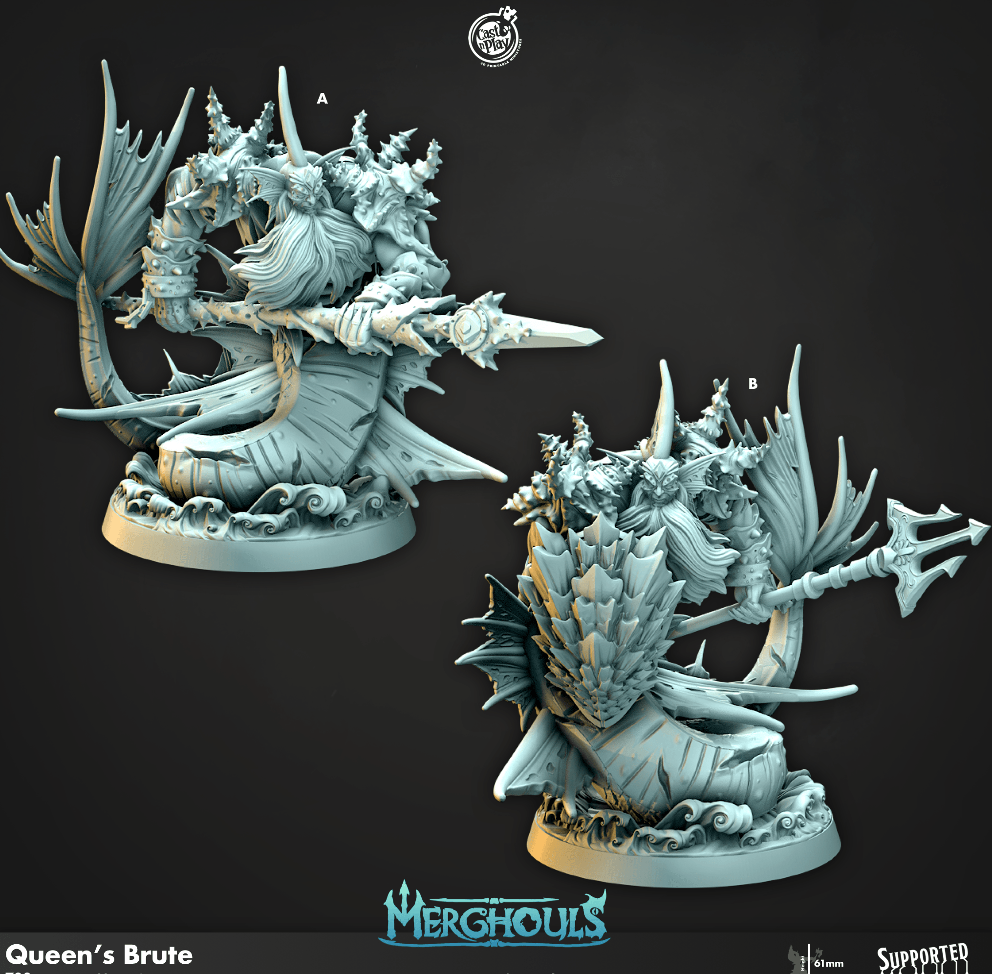 3D Printed Cast n Play Merghouls Queens Brute 28mm 32mm D&D (Online Only)
