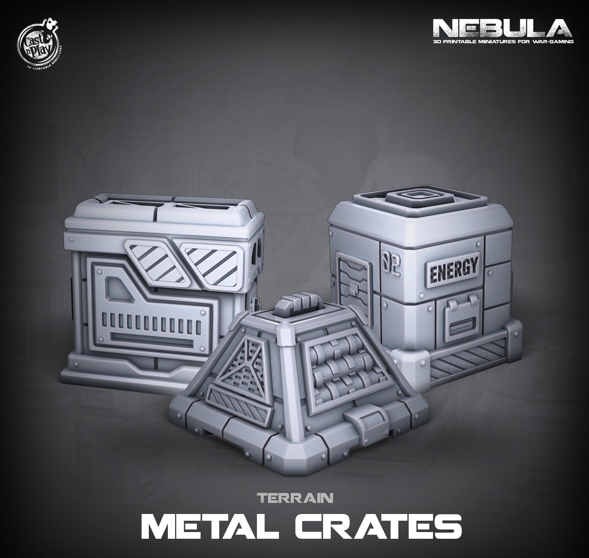 3D Printed Cast n Play Metal Crates Nebula Origins 28mm 32mm D&D (Online Only)