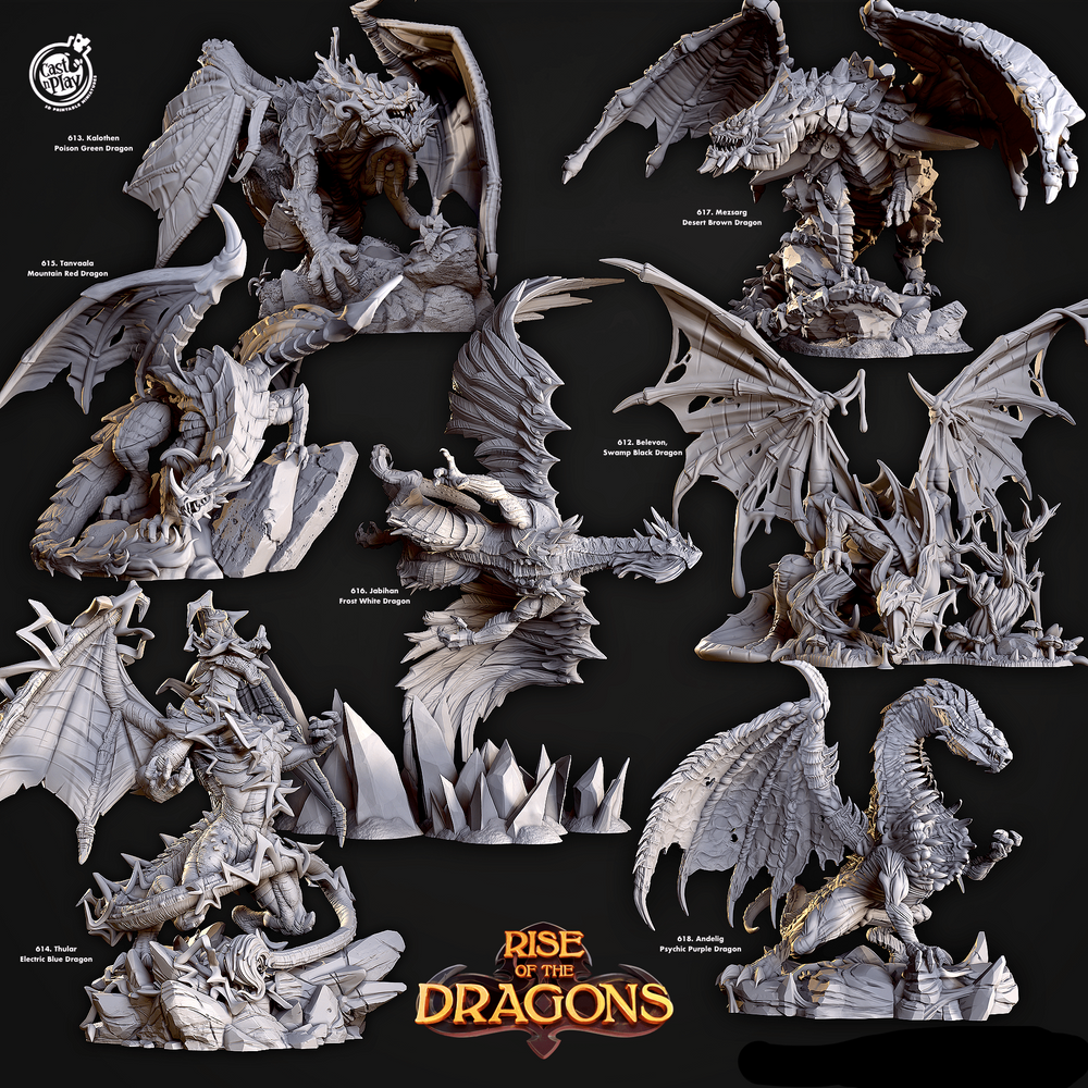 3D Printed Cast n Play Mezsarg Desert Brown Dragon Rise of the Dragons 28 32mm D&D (Online Only)
