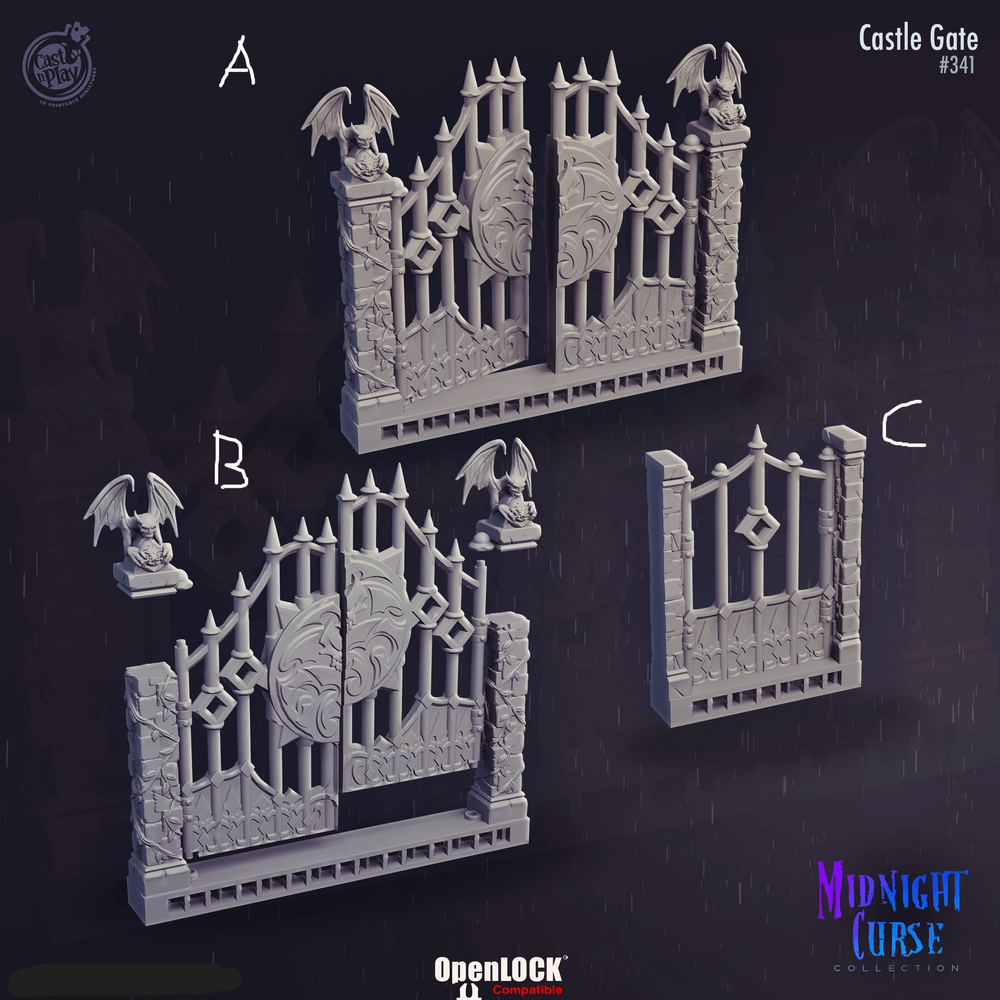3D Printed Cast n Play Midnight Curse - Castle Gate 28mm 32mm D&D (Online Only)