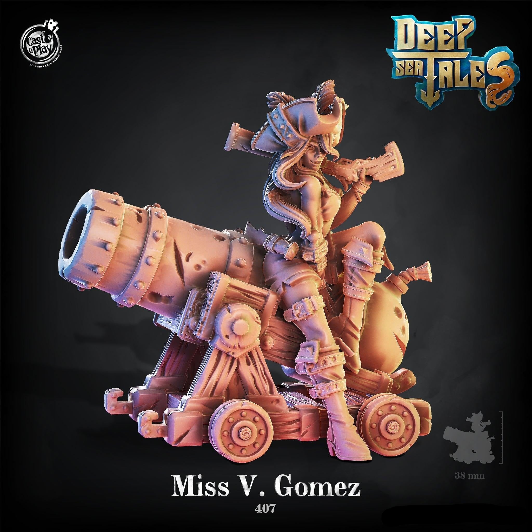3D Printed Cast n Play Miss V. Gomez Deep Sea Tales 28 32mm D&D (Online Only)