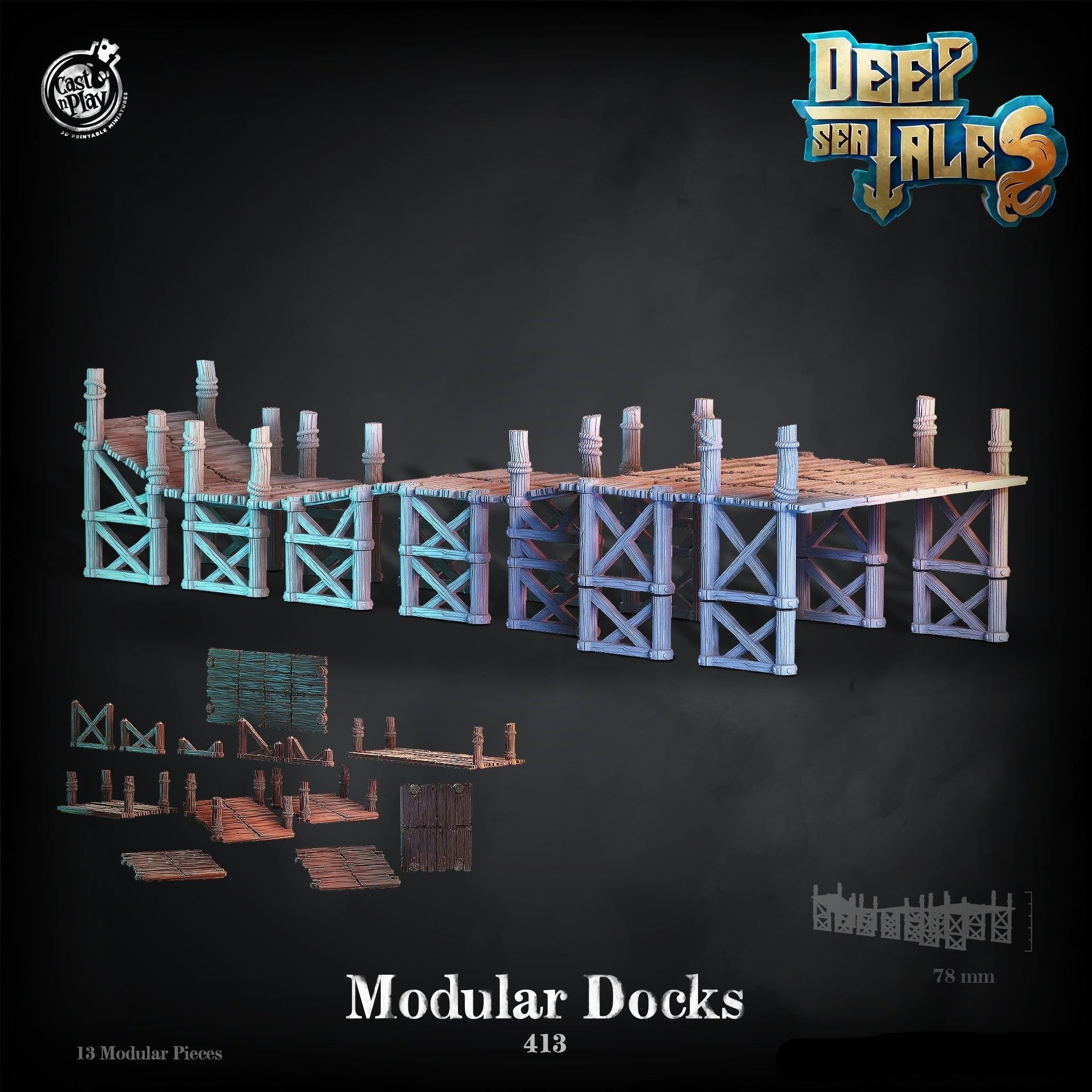 3D Printed Cast n Play Modular Docks Deep Sea Tales 28mm 32mm D&D (Online Only)