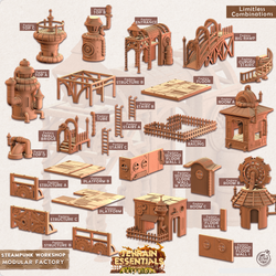 3D Printed Cast n Play Modular Factory Steampunk City 28mm 32mm D&D (Online Only)