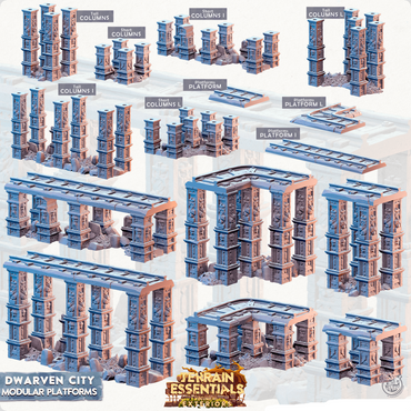 3D Printed Cast n Play Modular Platforms Terrain Essentials Vol III Exteriors Dwarven City Set 28mm 32mm D&D (Online Only)