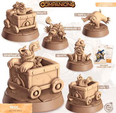 3D Printed Cast n Play Mol - Mole Companions 28mm 32mm D&D (Online Only)