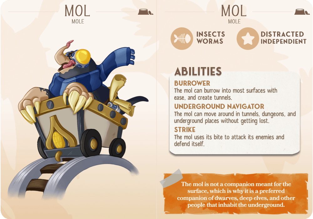 3D Printed Cast n Play Mol - Mole Companions 28mm 32mm D&D (Online Only)