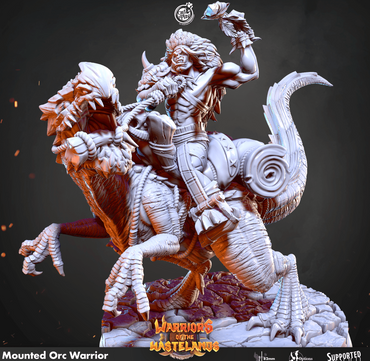 3D Printed Cast n Play Mounted Orc Warrior Warriors of the Wastelands 28mm 32mm D&D (Online Only)