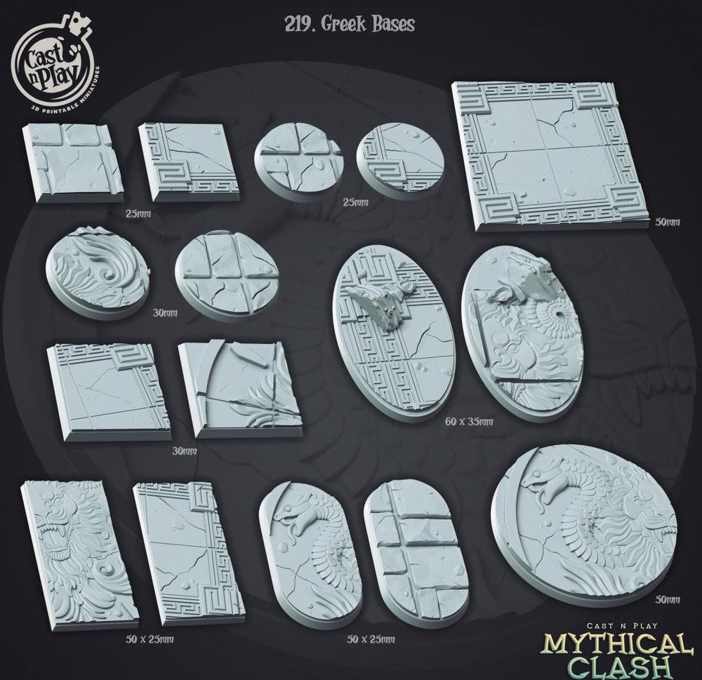 3D Printed Cast n Play Mythical Clash - Greek Bases Set 28mm 32mm D&D (Online Only)