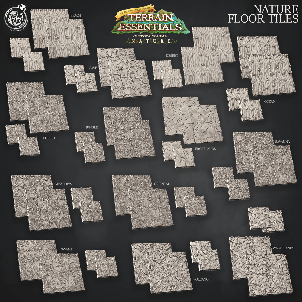 3D Printed Cast n Play Nature Floor Tiles Set Terrain Essentials Nature 28mm 32mm D&D (Online Only)