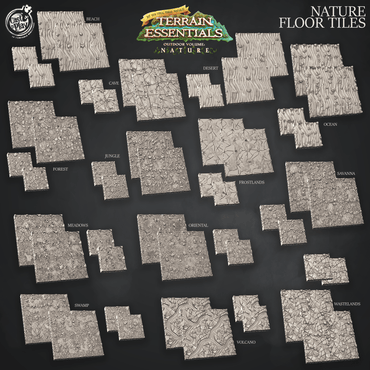 3D Printed Cast n Play Nature Floor Tiles Set Terrain Essentials Nature 28mm 32mm D&D (Online Only)