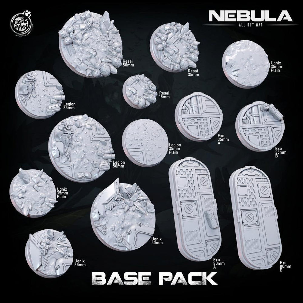 3D Printed Cast n Play Nebula Bases Pack Nebula All Out War 28mm 32mm D&D (Online Only)