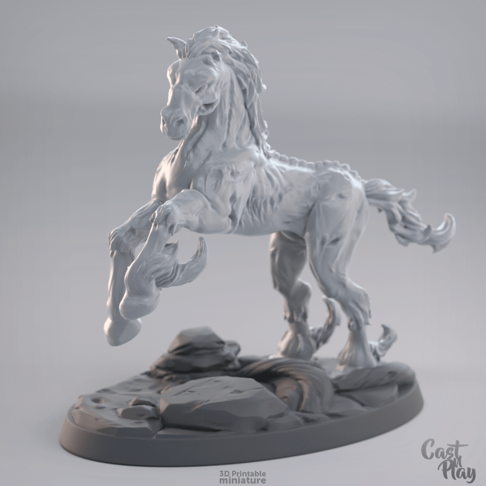 3D Printed Cast n Play - Nightmare Horse 28mm 32mm D&D (Online Only)