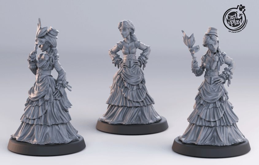 3D Printed Cast n Play Noble Female Townsfolk 28mm 32mm D&D (Online Only)