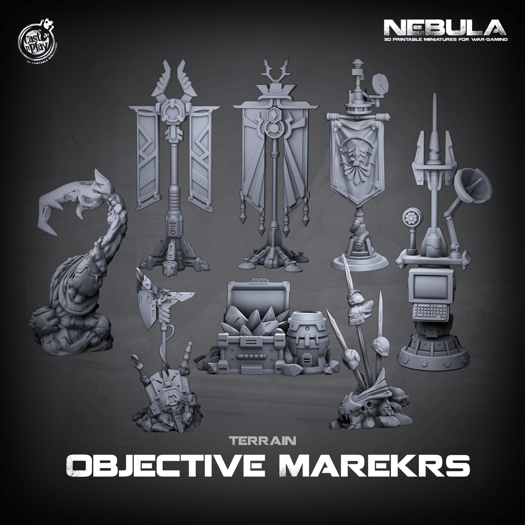 3D Printed Cast n Play Objective Markers Nebula Origins 28mm 32mm D&D (Online Only)
