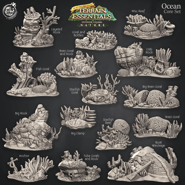 3D Printed Cast n Play Ocean Core Set Ocean Terrain Set Terrain Essentials Nature 28mm 32mm D&D (Online Only)