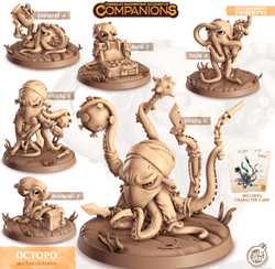 3D Printed Cast n Play Oktopo - Octopus Companions 28mm 32mm D&D (Online Only)