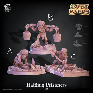 3D Printed Cast n Play On Ancient Sands - Halfling Prisoners 28mm 32mm D&D (Online Only)