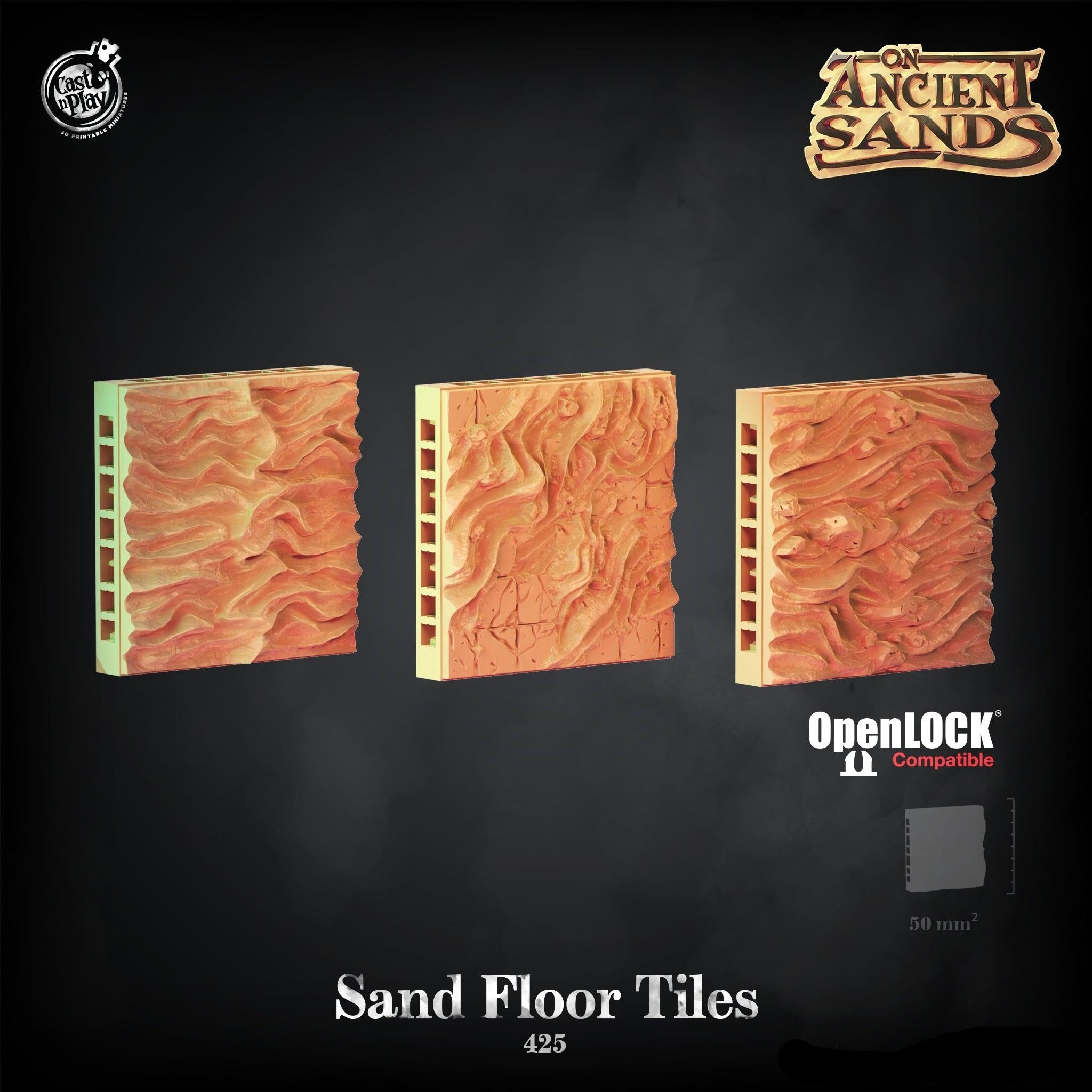 3D Printed Cast n Play On Ancient Sands - Sand Floor Tiles 28mm 32mm D&D (Online Only)