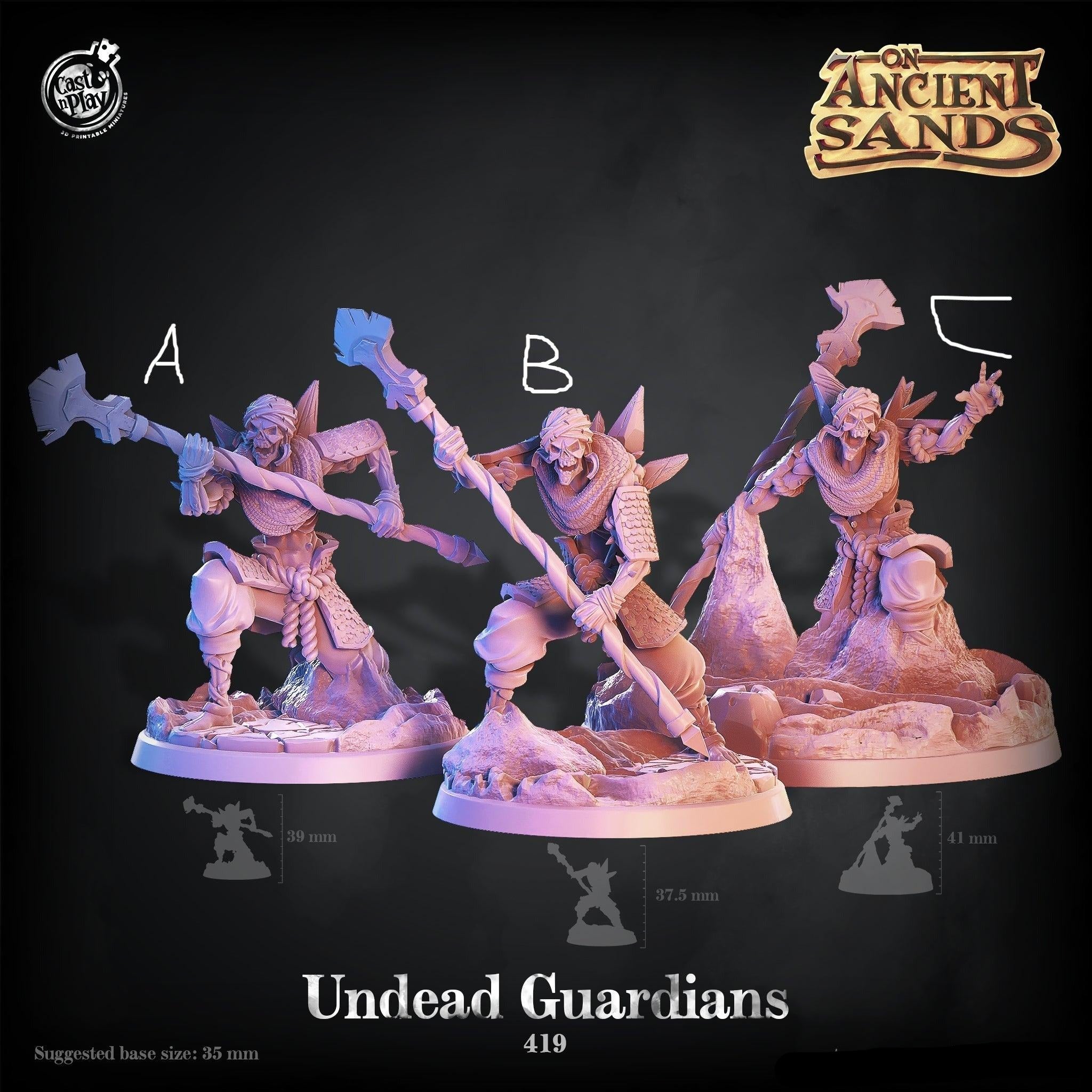3D Printed Cast n Play On Ancient Sands - Undead Guardians 28mm 32mm D&D (Online Only)