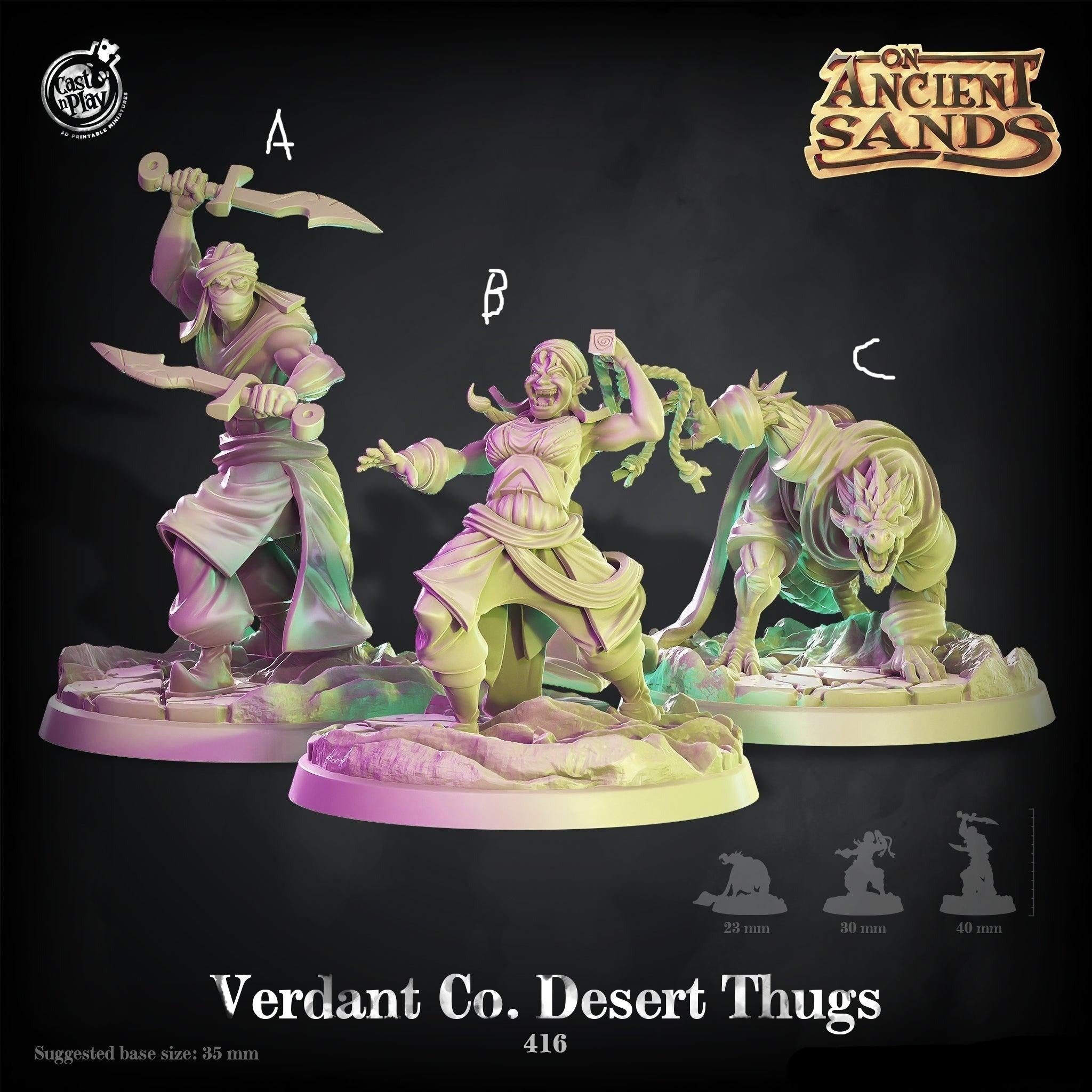 3D Printed Cast n Play On Ancient Sands - Verdant Co Desert Thugs 28mm 32mm D&D (Online Only)