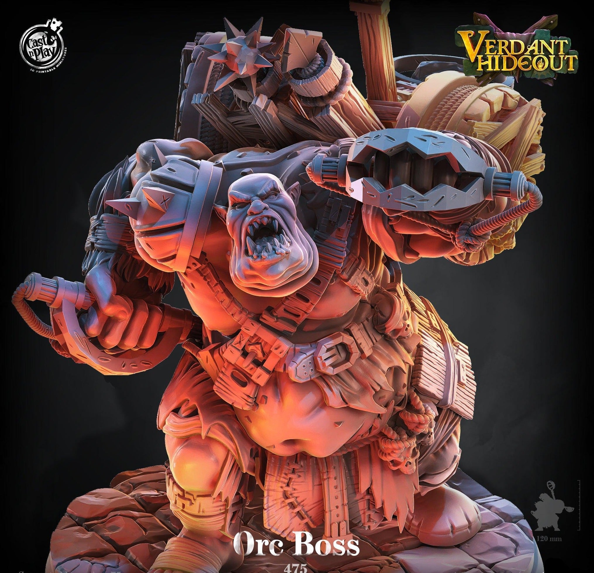 3D Printed Cast n Play Orc Boss Verdant Hideout 28mm 32mm D&D (Online Only)