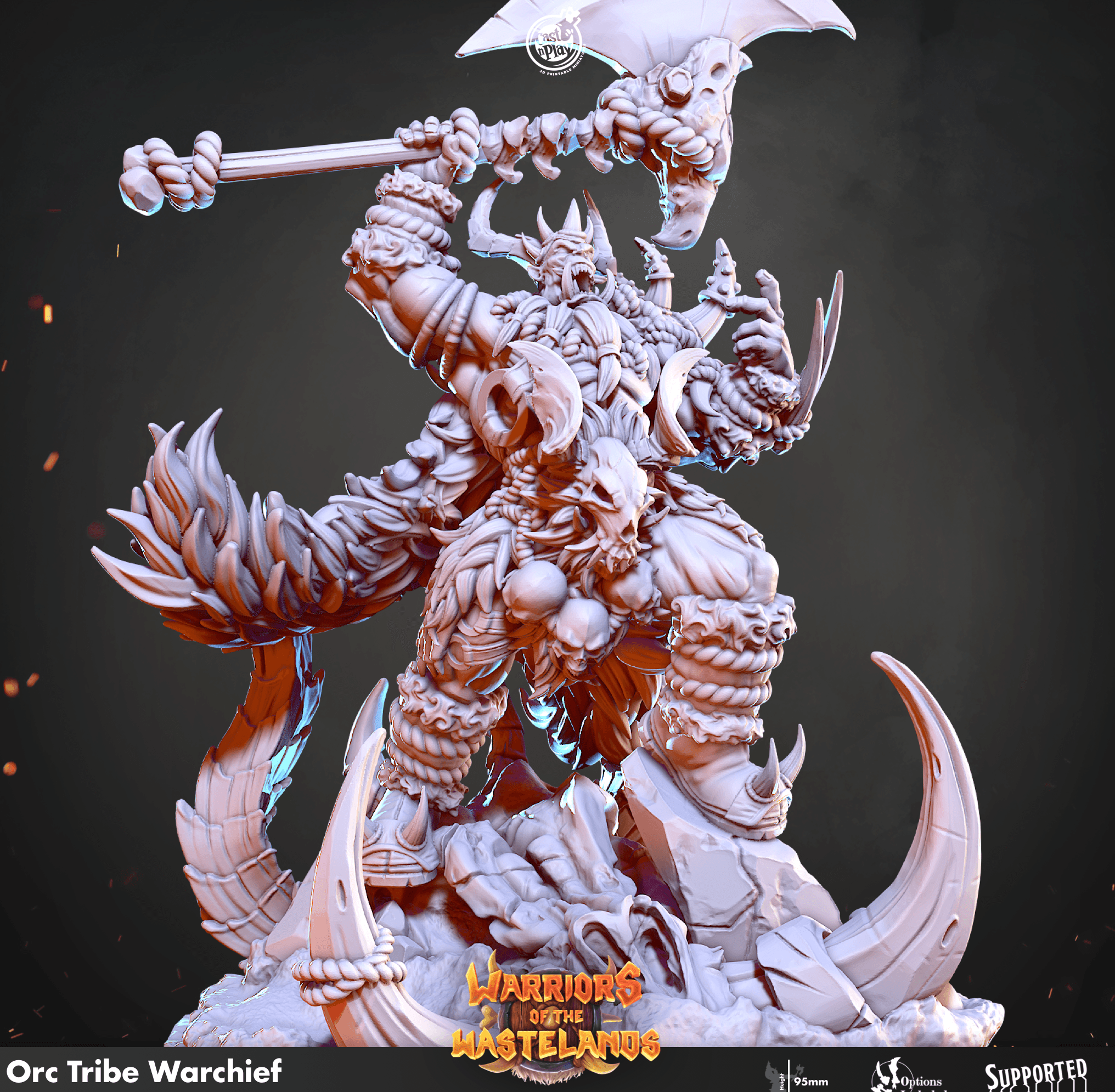 3D Printed Cast n Play Orc Tribe Warchief Warriors of the Wastelands 28mm 32mm D&D (Online Only)