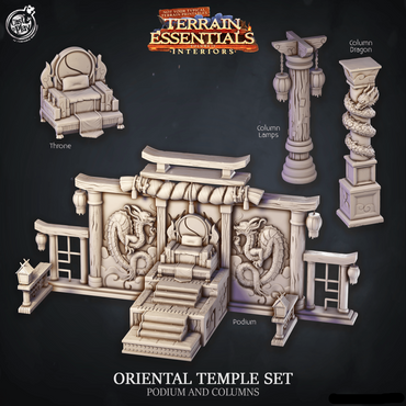 3D Printed Cast n Play Oriental Temple Podium and Columns Terrain Essentials 28mm 32mm D&D (Online Only)