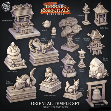 3D Printed Cast n Play Oriental Temple Statues And Bits Terrain Essentials 28mm 32mm D&D (Online Only)