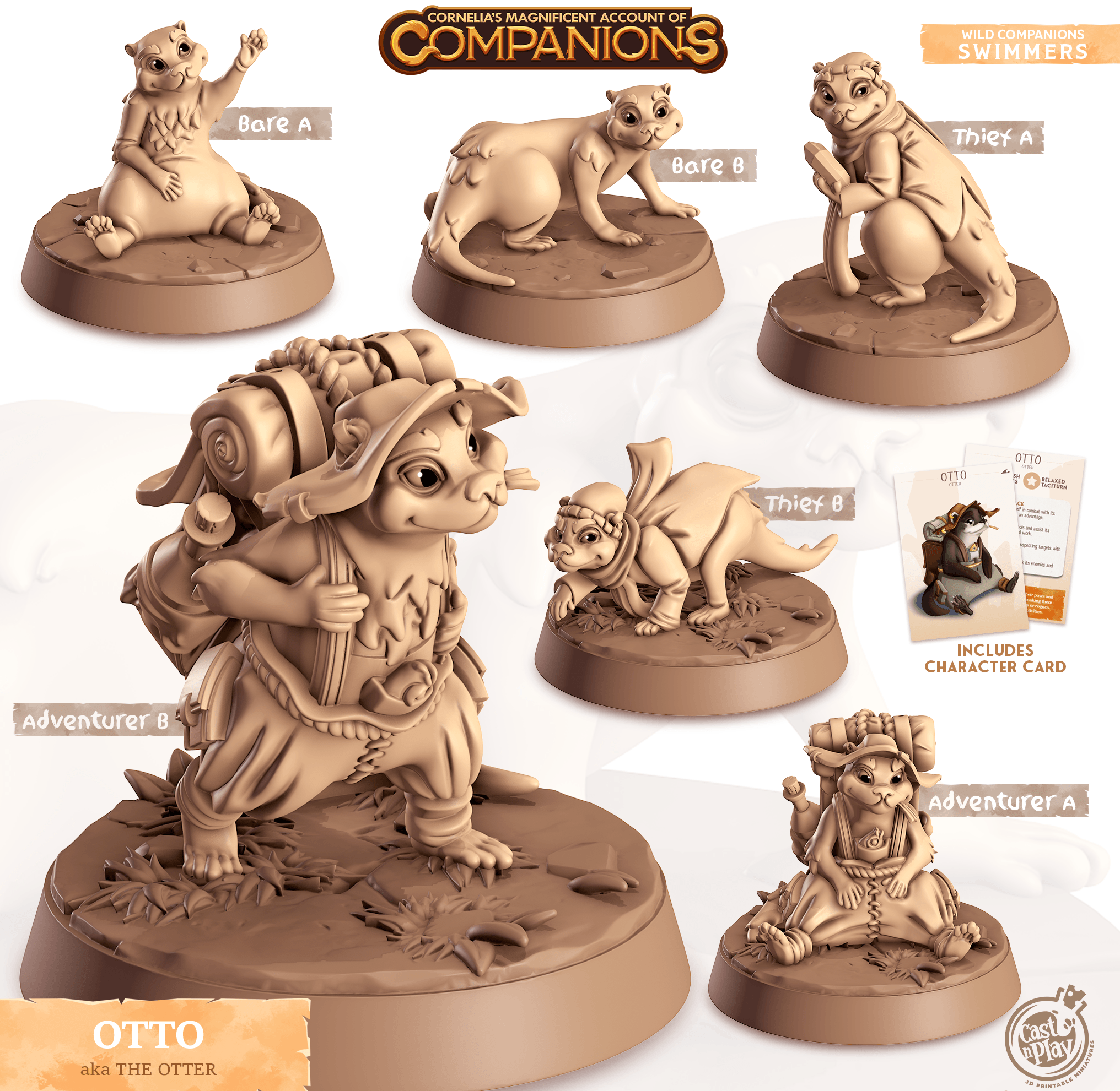 3D Printed Cast n Play Otto - Otter Companions 28mm 32mm D&D (Online Only)