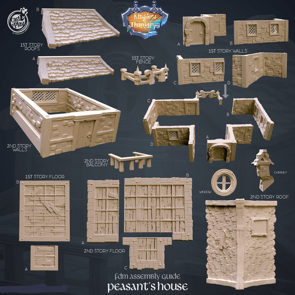3D Printed Cast n Play Peasant's House Kingdom Of Thamarya 28mm 32mm D&D (Online Only)