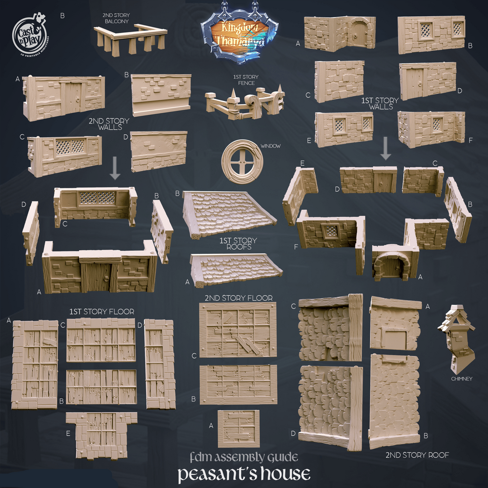 3D Printed Cast n Play Peasant's House Kingdom Of Thamarya 28mm 32mm D&D (Online Only)