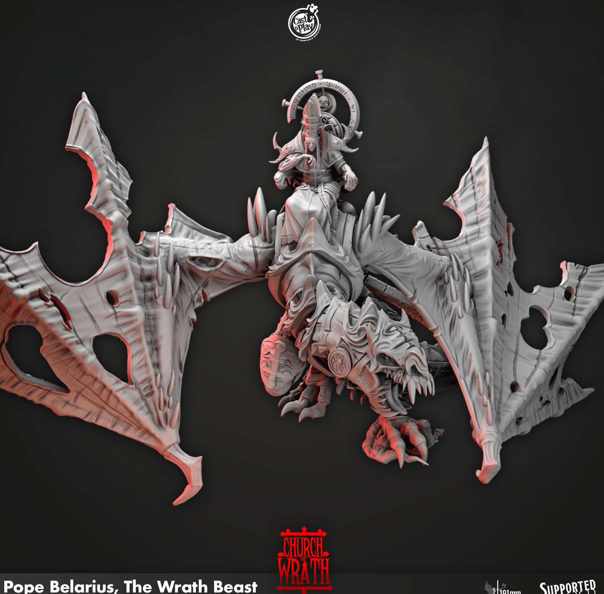 3D Printed Cast n Play Pope Belarius, The Wrath Beast Church of Wrath 28mm 32mm D&D (Online Only)