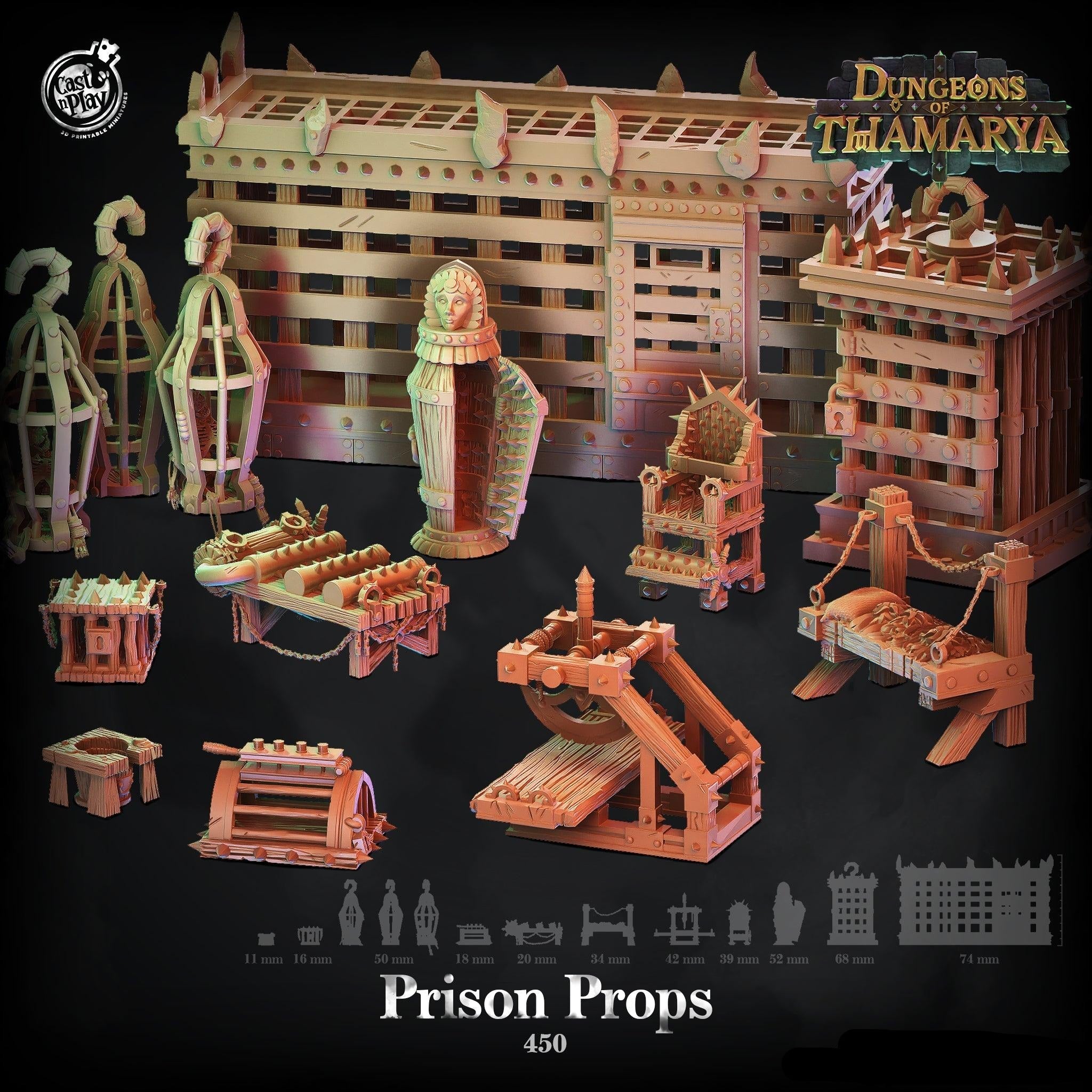 3D Printed Cast n Play Prision Props Dungeons of Thamarya 28mm 32mm D&D (Online Only)