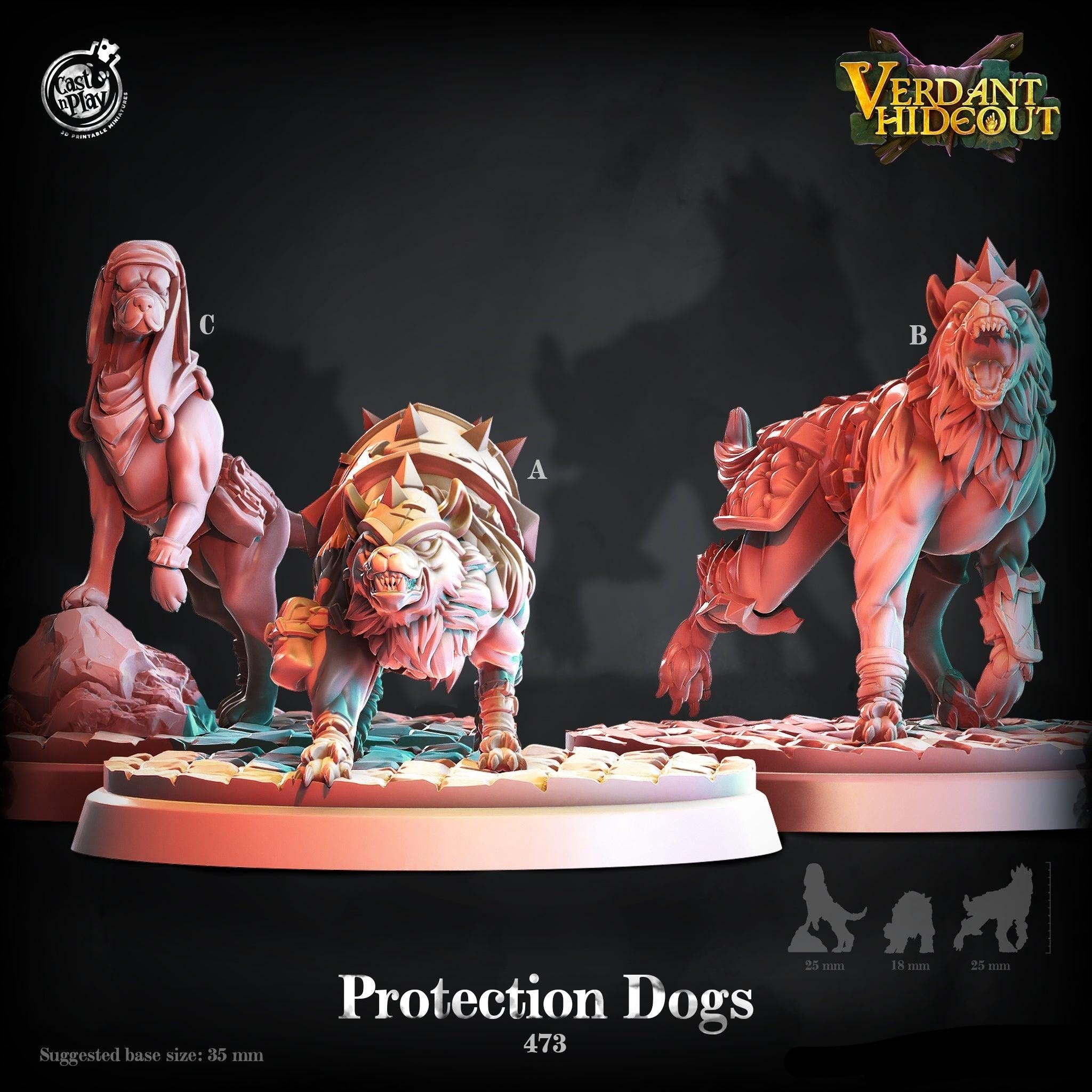 3D Printed Cast n Play Protection Dogs Verdant Hideout 28 32mm D&D (Online Only)