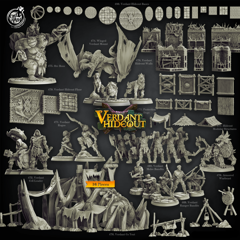 3D Printed Cast n Play Protection Dogs Verdant Hideout 28 32mm D&D (Online Only)