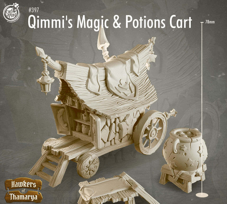 3D Printed Cast n Play Qimmi's Magic & Potions Kart 28mm 32mm D&D (Online Only)