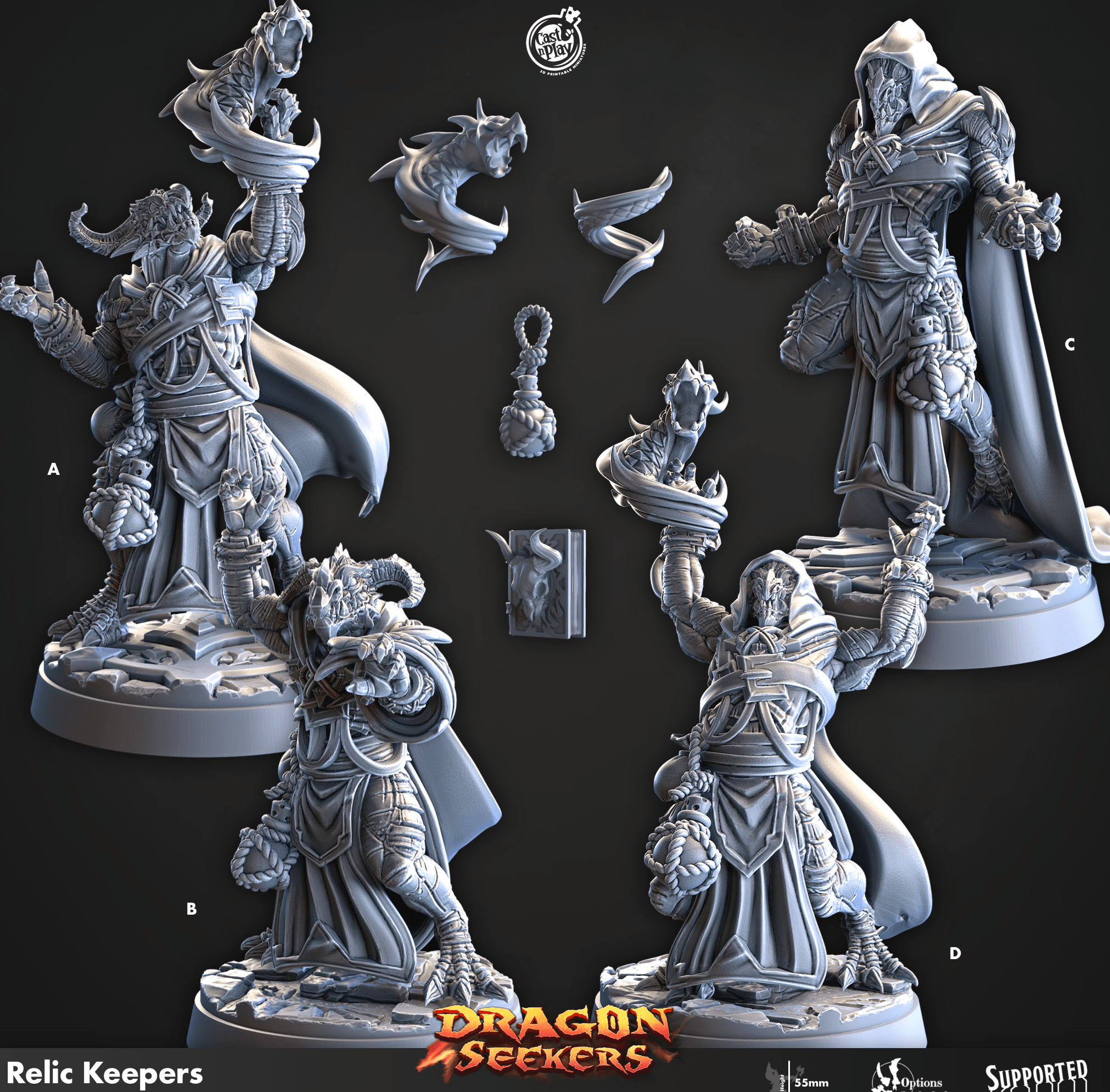 3D Printed Cast n Play Relic Keepers Dragon Seekers 28mm 32mm D&D (Online Only)